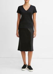 VINCE | Essential Pima Cotton V-Neck T-Shirt in Short Sleeve - BLACK