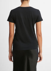 VINCE | Essential Pima Cotton V-Neck T-Shirt in Short Sleeve - BLACK