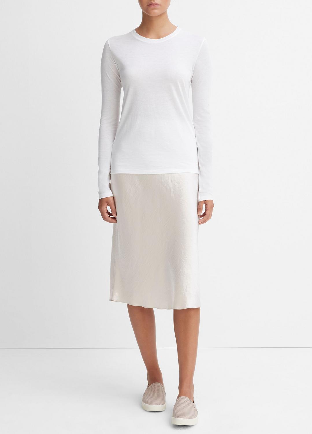 VINCE | Essential Long Sleeve Crew Neck T-Shirt in Long Sleeve - OPTIC WHITE