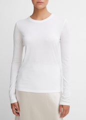 VINCE | Essential Long Sleeve Crew Neck T-Shirt in Long Sleeve - OPTIC WHITE
