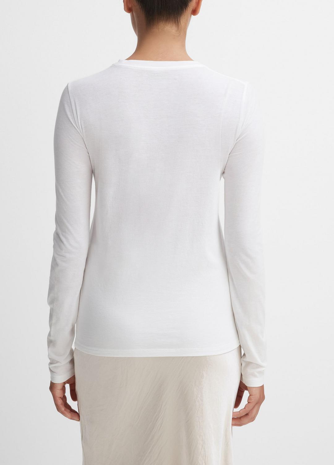 VINCE | Essential Long Sleeve Crew Neck T-Shirt in Long Sleeve - OPTIC WHITE