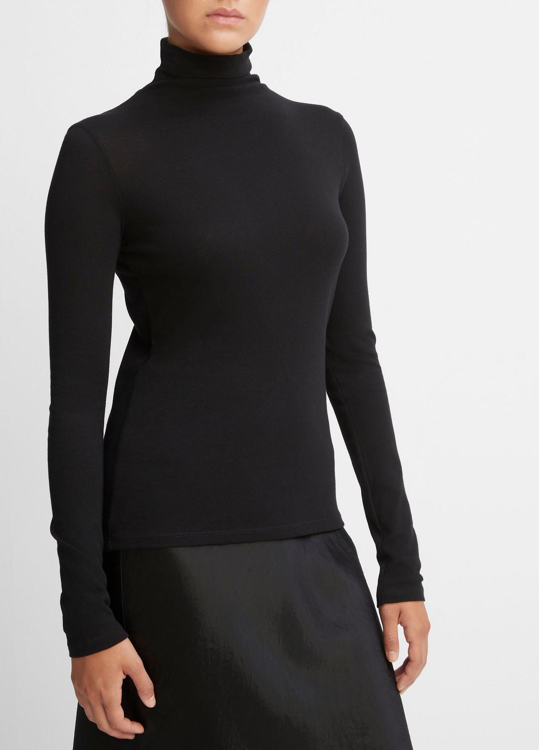 VINCE | Essential Long Sleeve Turtleneck in Long Sleeve - BLACK