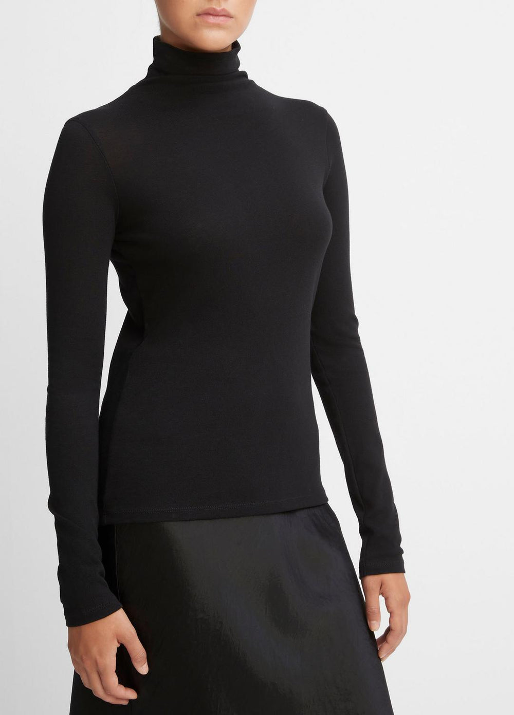 VINCE | Essential Long Sleeve Turtleneck in Long Sleeve - BLACK