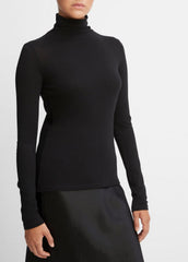 VINCE | Essential Long Sleeve Turtleneck in Long Sleeve - BLACK