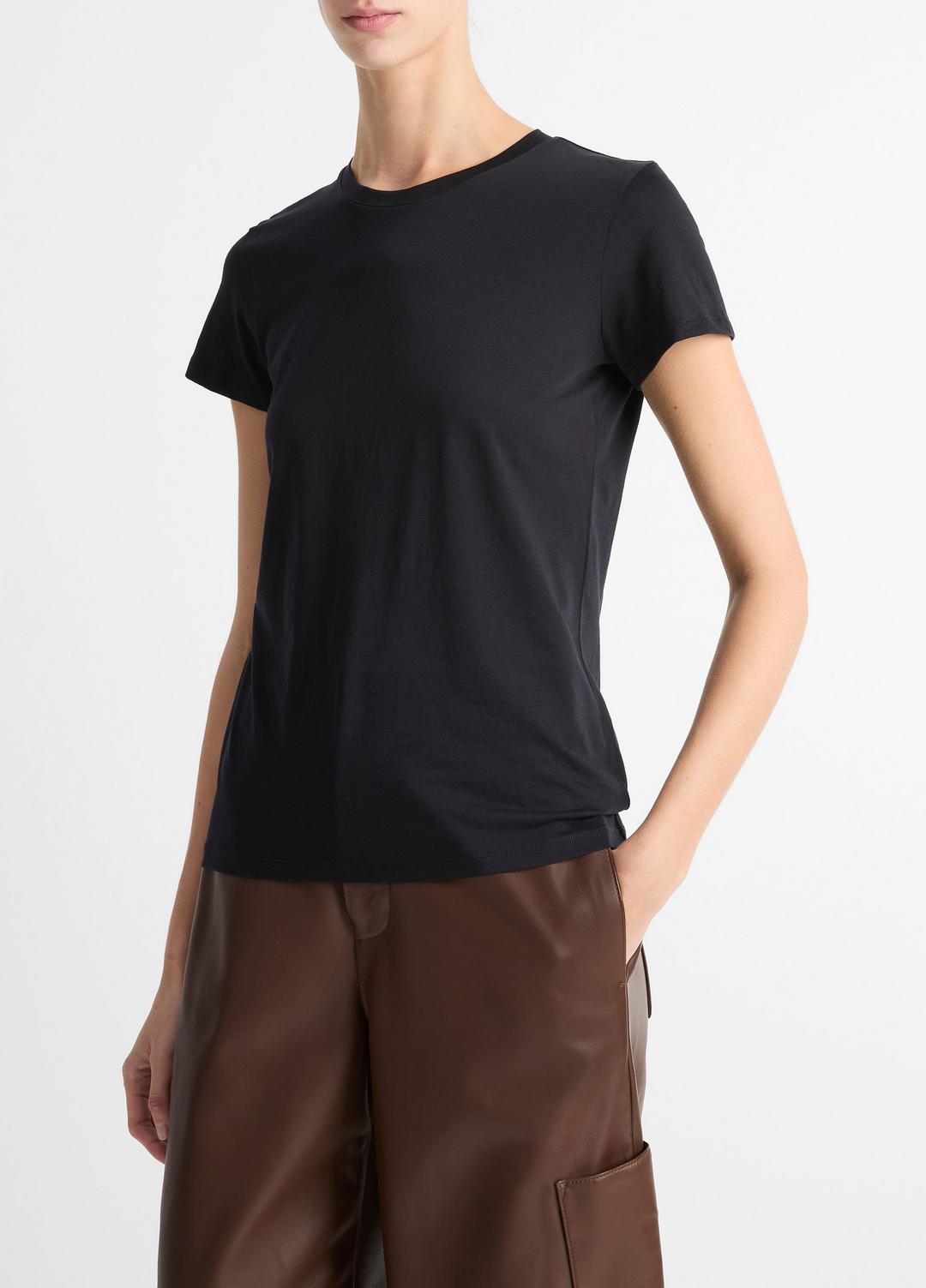 VINCE | Essential Pima Cotton Crew Neck T-Shirt in Short Sleeve - COASTAL BLUE