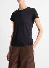 VINCE | Essential Pima Cotton Crew Neck T-Shirt in Short Sleeve - COASTAL BLUE