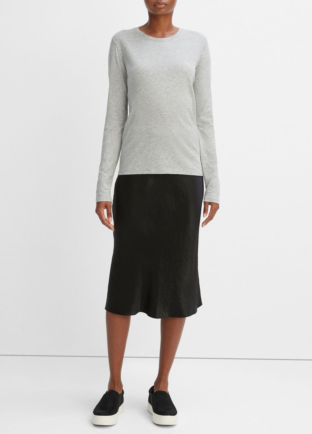 VINCE | Essential Long Sleeve Crew Neck T-Shirt in Long Sleeve - HEATHER GREY