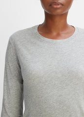 VINCE | Essential Long Sleeve Crew Neck T-Shirt in Long Sleeve - HEATHER GREY