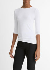 VINCE | Elbow-Sleeve Crew Neck T-Shirt in Short Sleeve - OPTIC WHITE