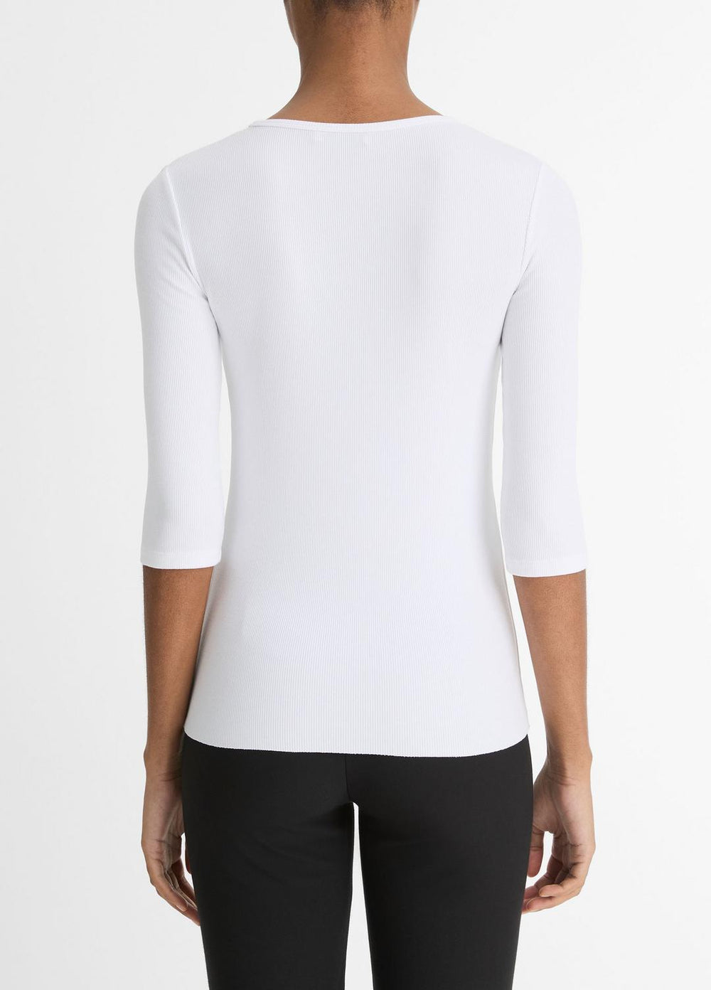 VINCE | Elbow-Sleeve Crew Neck T-Shirt in Short Sleeve - OPTIC WHITE