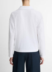 VINCE | Easy Pima Cotton Long-Sleeve Polo Shirt in Long Sleeve - OPTIC WHITE