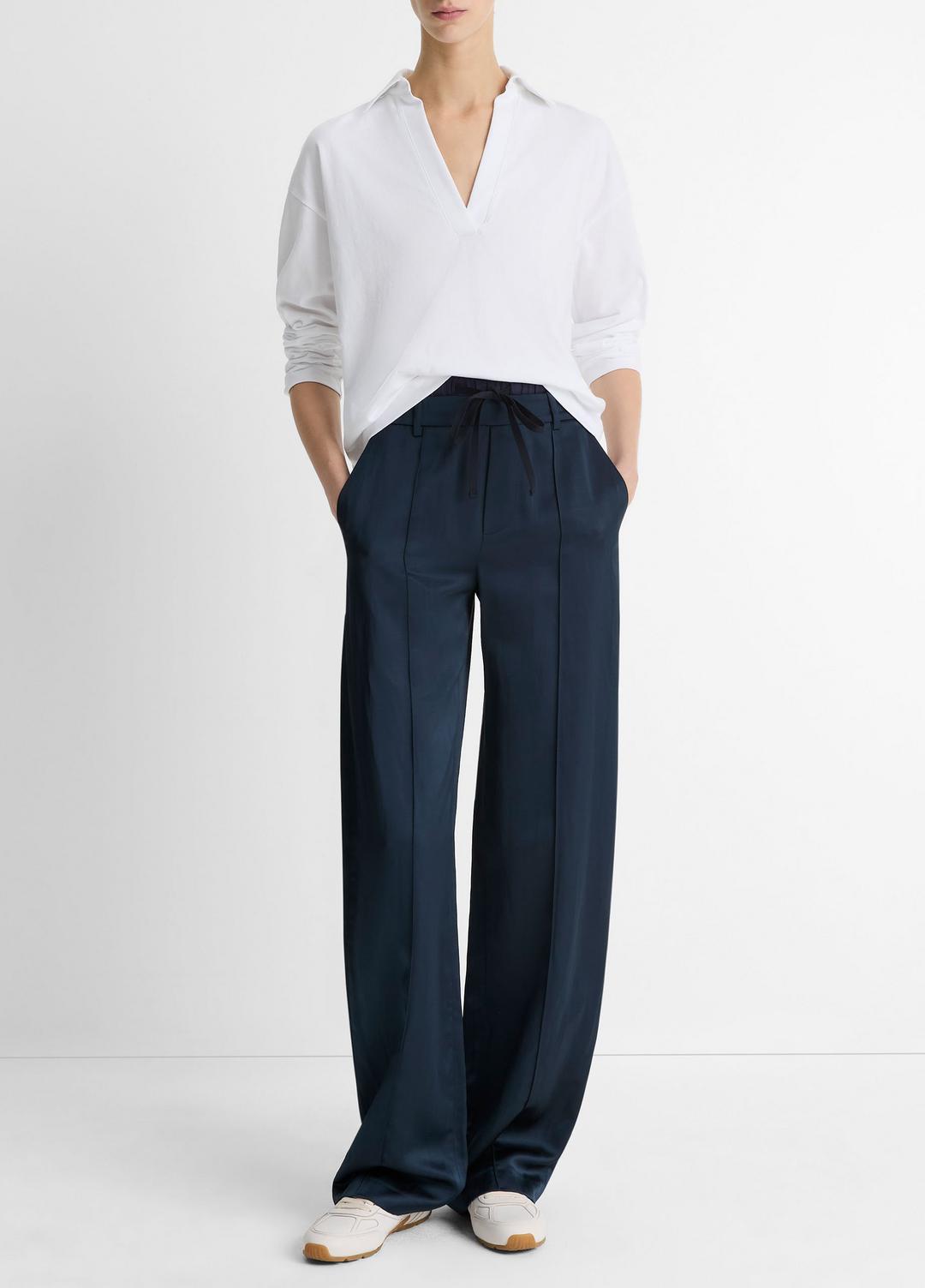 VINCE | Easy Pima Cotton Long-Sleeve Polo Shirt in Long Sleeve - OPTIC WHITE