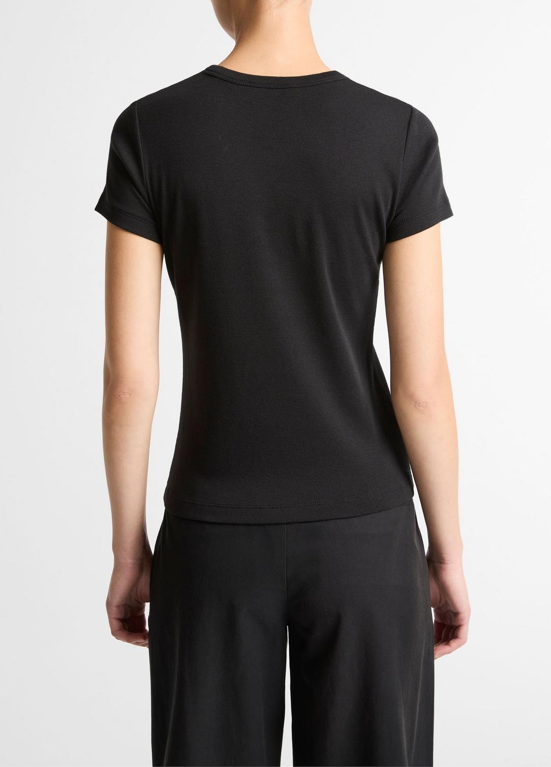 VINCE | Pima Cotton-Blend '90s Shrunken T-Shirt in Short Sleeve - BLACK