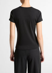 VINCE | Pima Cotton-Blend '90s Shrunken T-Shirt in Short Sleeve - BLACK