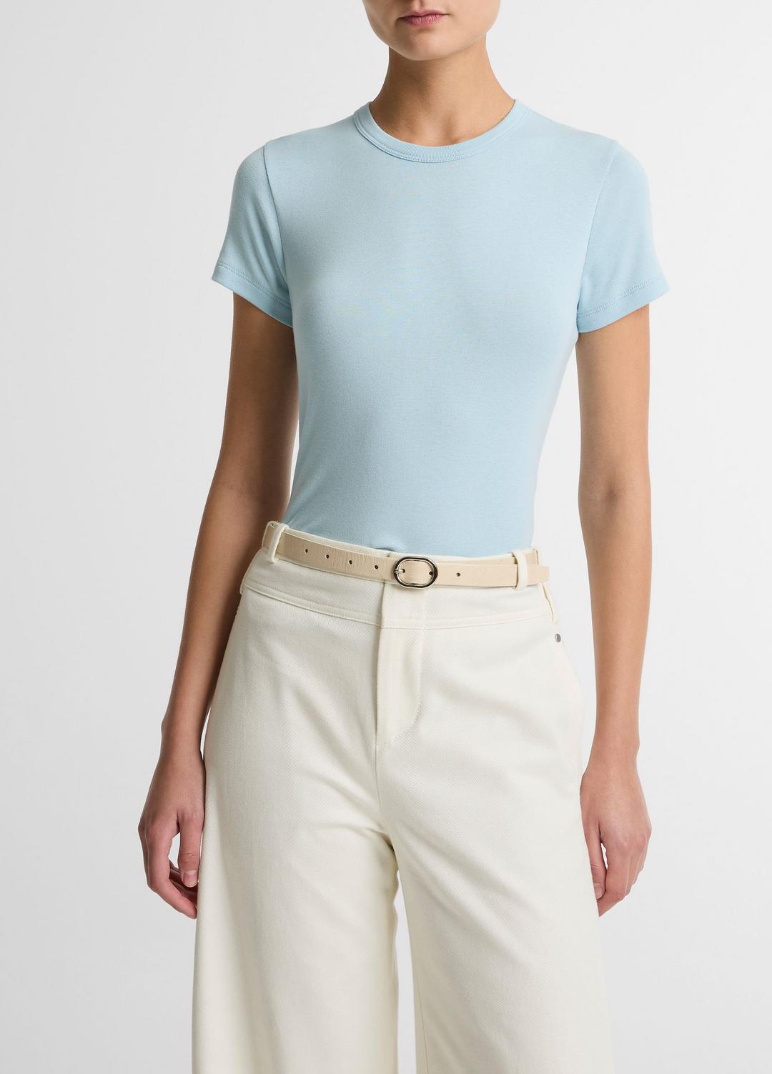 VINCE | Pima Cotton-Blend '90s Shrunken T-Shirt in Short Sleeve - CLEARWATER