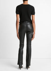 VINCE | Stretch Leather Boot-Cut Pant in Trousers - BLACK