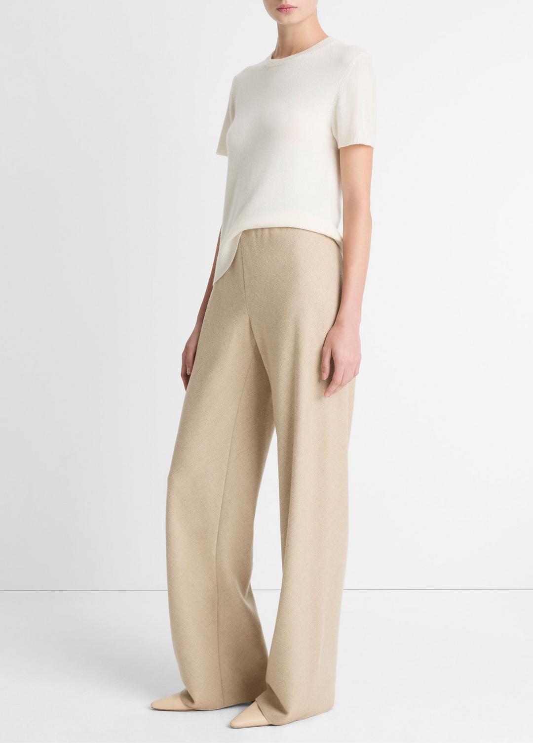 VINCE | Italian Wool-Blend High-Waist Bias Pant in Trousers - OATMEAL