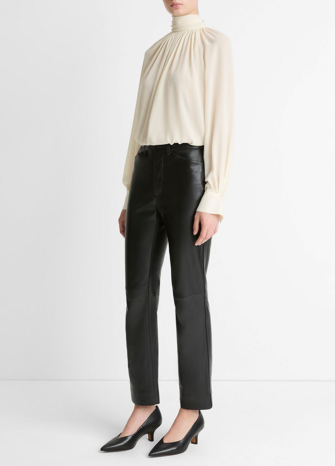 VINCE | Leather Straight-Leg Trouser in Trousers - BLACK