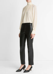 VINCE | Leather Straight-Leg Trouser in Trousers - BLACK