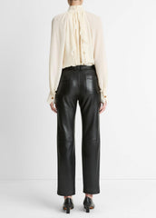 VINCE | Leather Straight-Leg Trouser in Trousers - BLACK