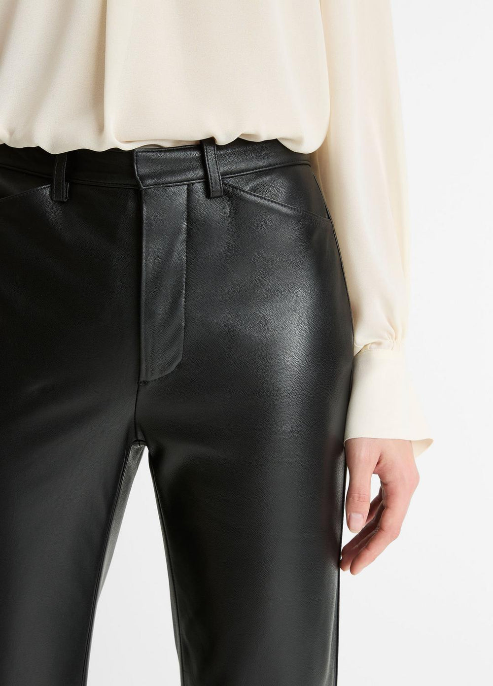 VINCE | Leather Straight-Leg Trouser in Trousers - BLACK