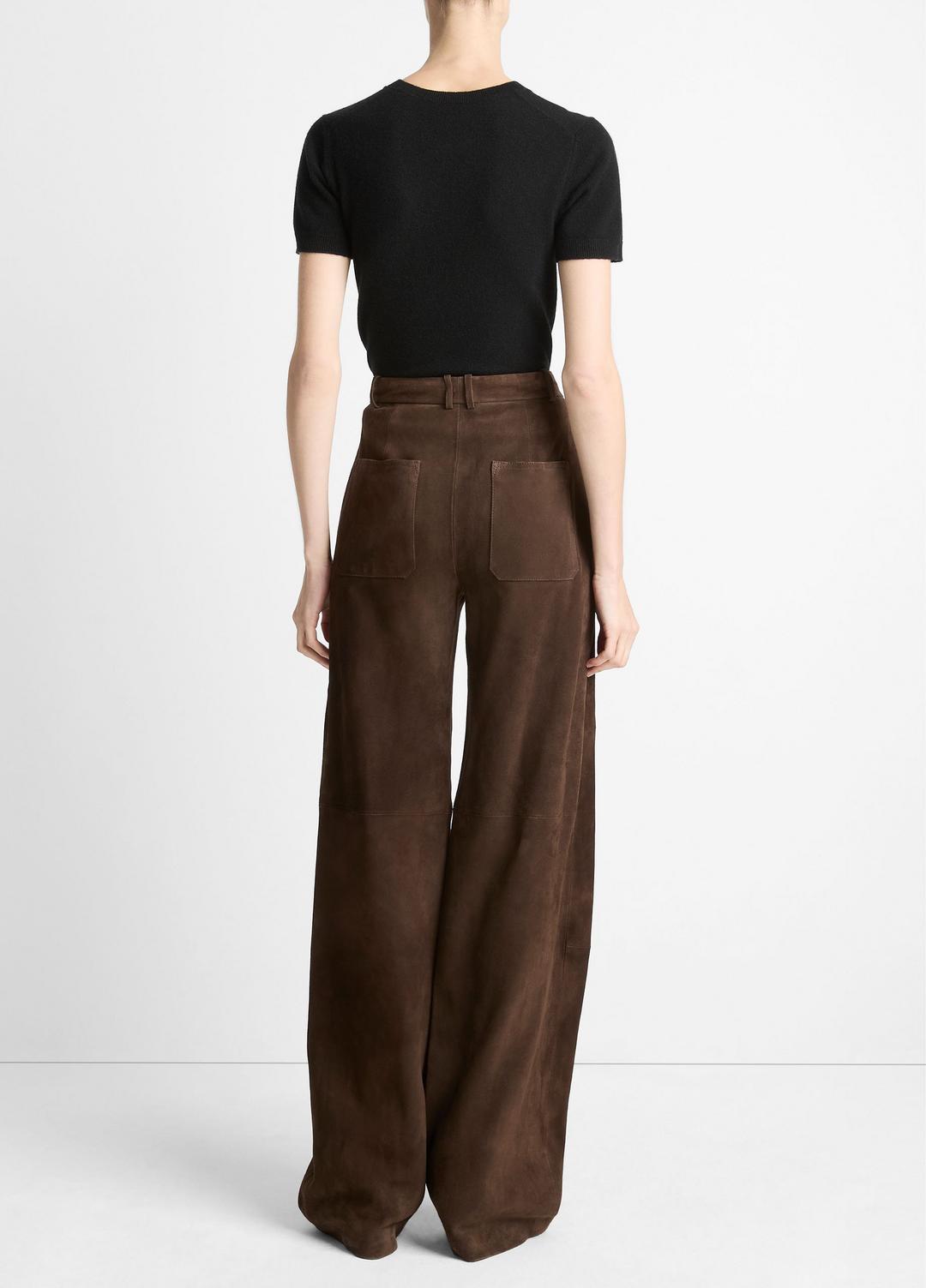 VINCE | Suede Mid-Rise Trouser in Trousers - DEEP ESPRESSO
