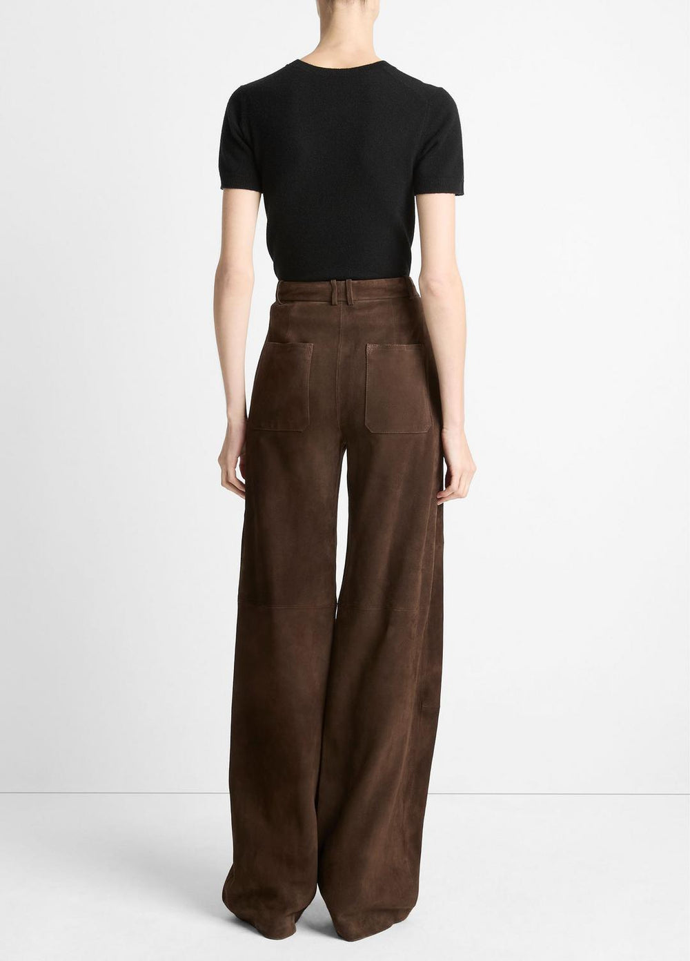 VINCE | Suede Mid-Rise Trouser in Trousers - DEEP ESPRESSO