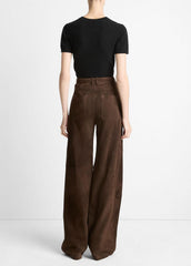 VINCE | Suede Mid-Rise Trouser in Trousers - DEEP ESPRESSO