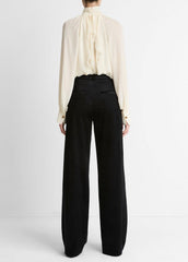VINCE | Italian Velvet High-Waist Wide-Leg Trouser in Wide Leg - BLACK