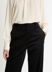 VINCE | Italian Velvet High-Waist Wide-Leg Trouser in Wide Leg - BLACK