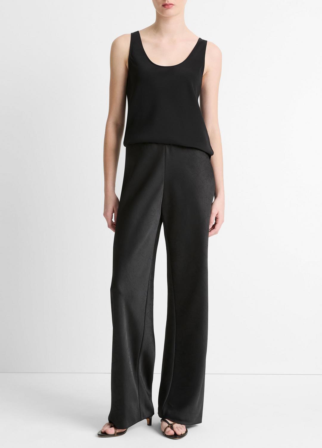 VINCE | Colette High-Rise Fluid Satin Bias Pant in Trousers - BLACK