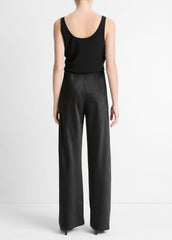 VINCE | Colette High-Rise Fluid Satin Bias Pant in Trousers - BLACK