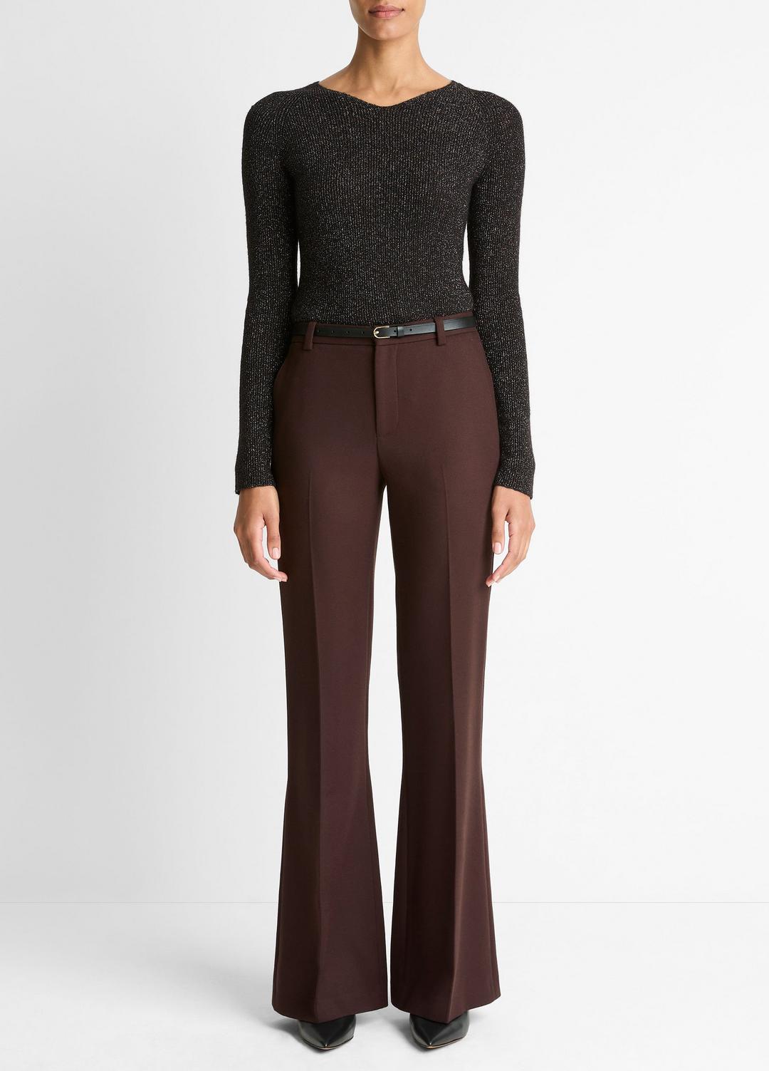 VINCE | Sculptural Flare Trouser in Trousers - BLACK GRAPE