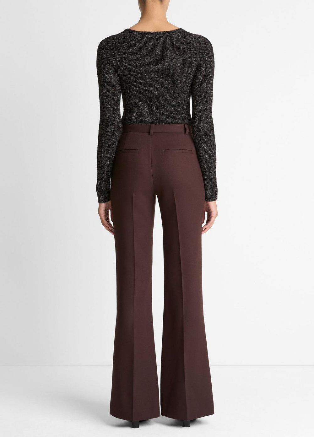 VINCE | Sculptural Flare Trouser in Trousers - BLACK GRAPE