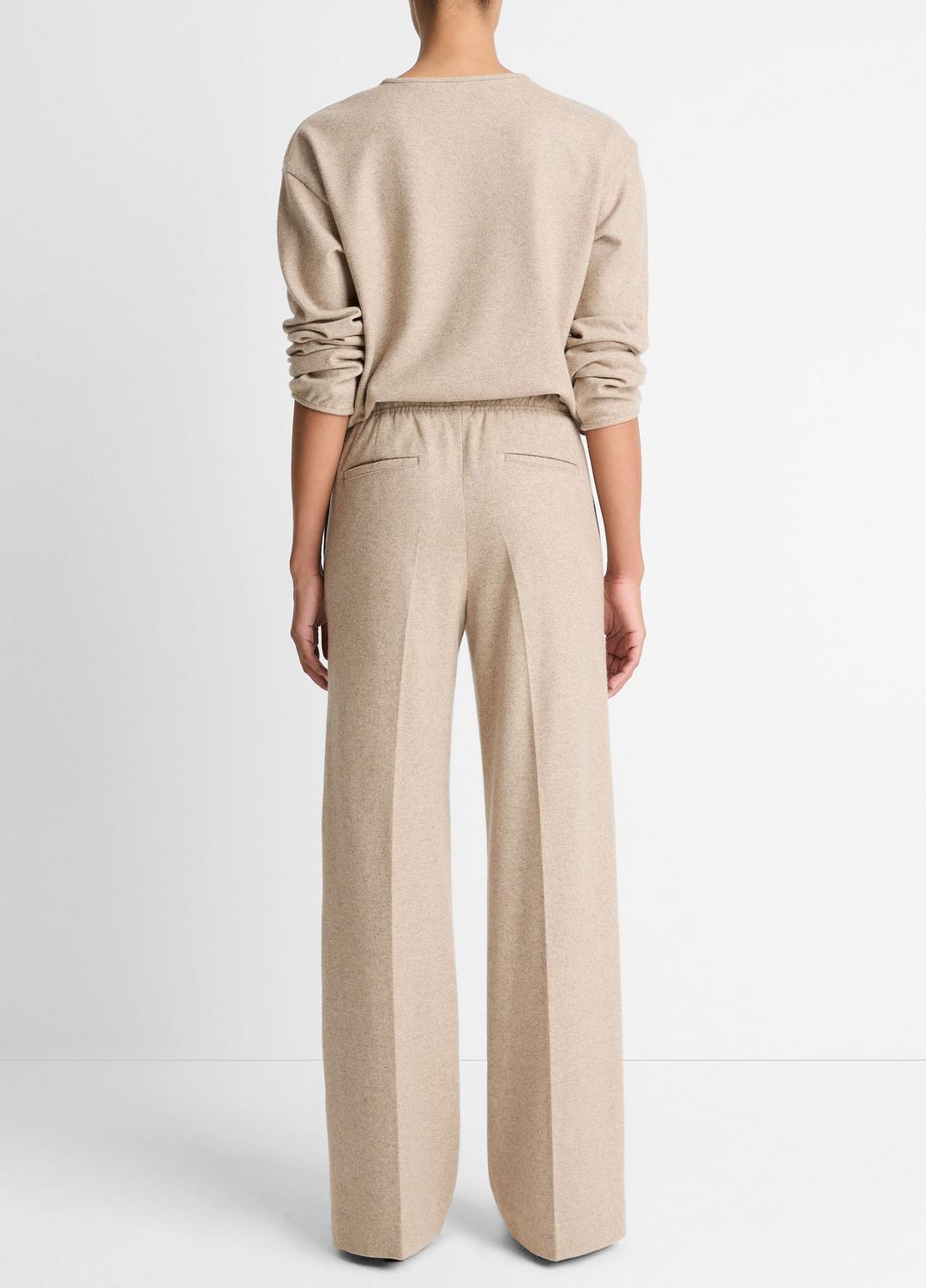VINCE | Wool-Blend Tailored Wide-Leg Pant in Wide Leg - HEATHER MARZIPAN