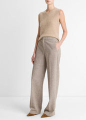 VINCE | Donegal Wool-Blend Wide-Leg Trouser in Trousers - OAT STONE