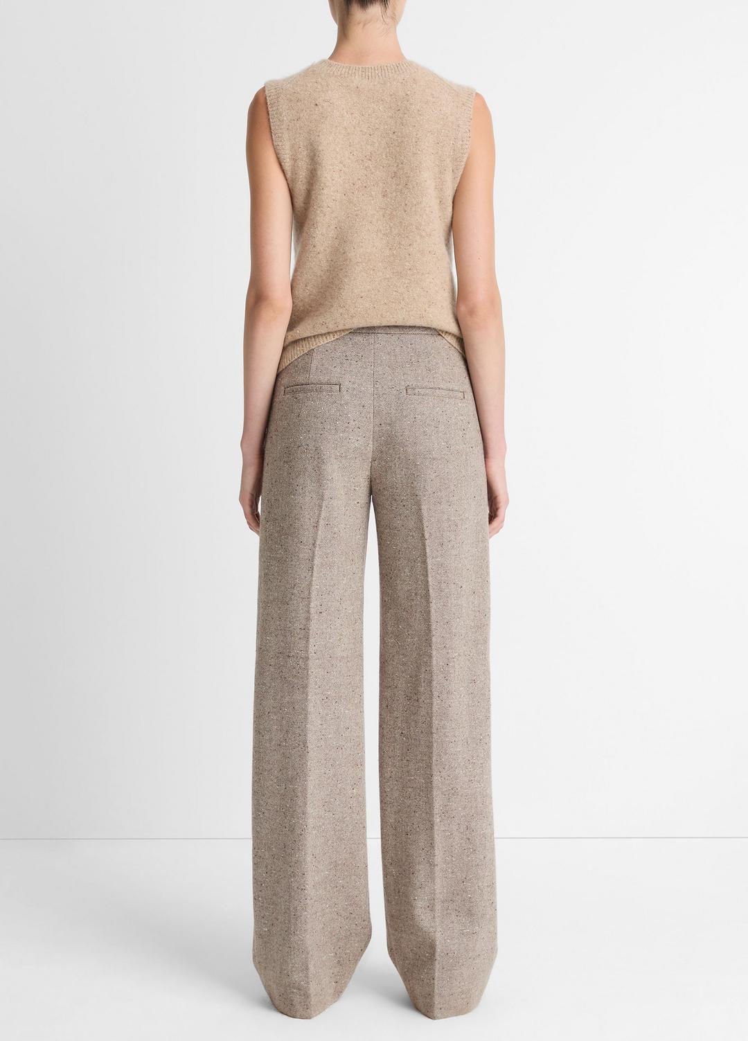 VINCE | Donegal Wool-Blend Wide-Leg Trouser in Trousers - OAT STONE