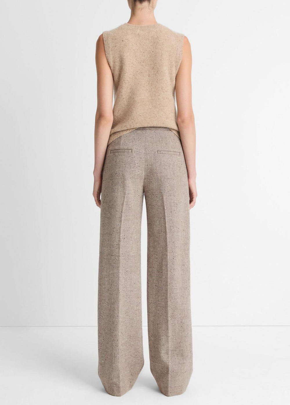 VINCE | Donegal Wool-Blend Wide-Leg Trouser in Trousers - OAT STONE