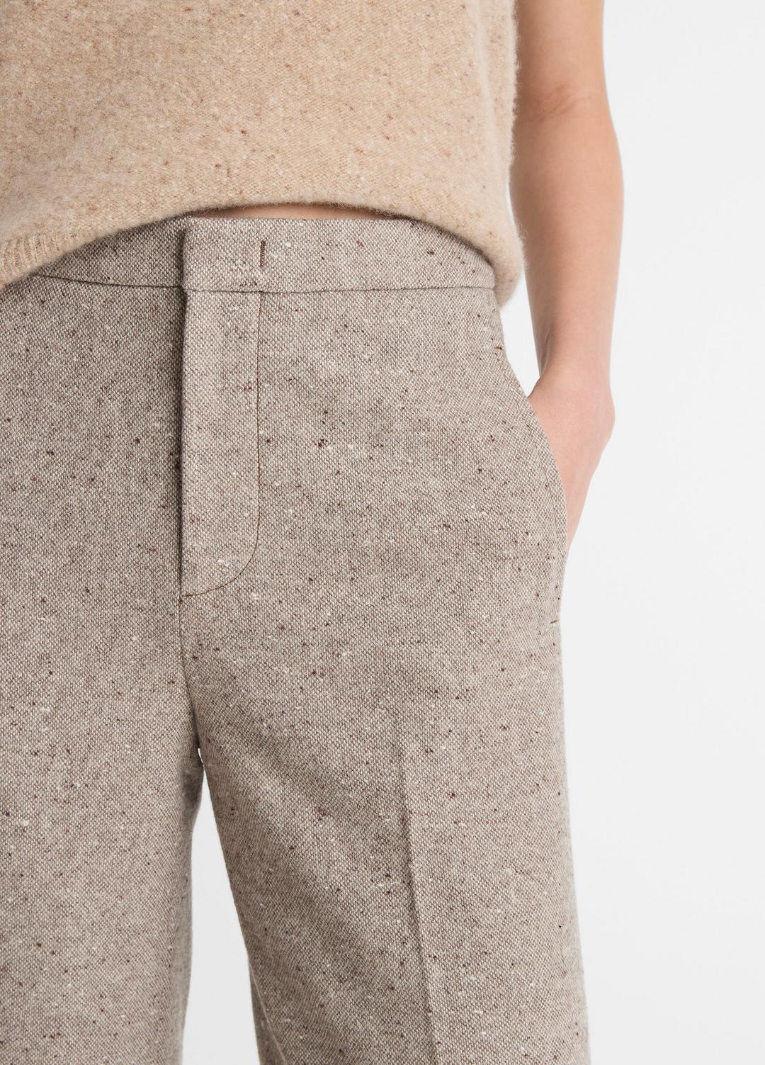 VINCE | Donegal Wool-Blend Wide-Leg Trouser in Trousers - OAT STONE