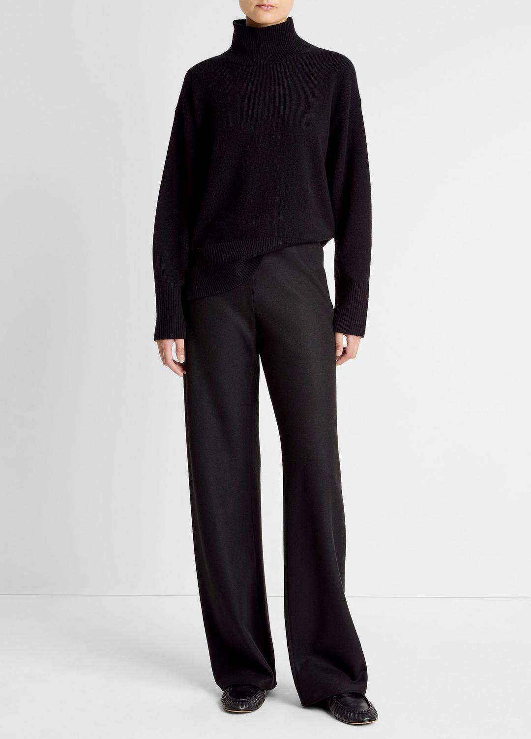 VINCE | Italian Wool-Blend High-Waist Bias Pant in Trousers - BLACK