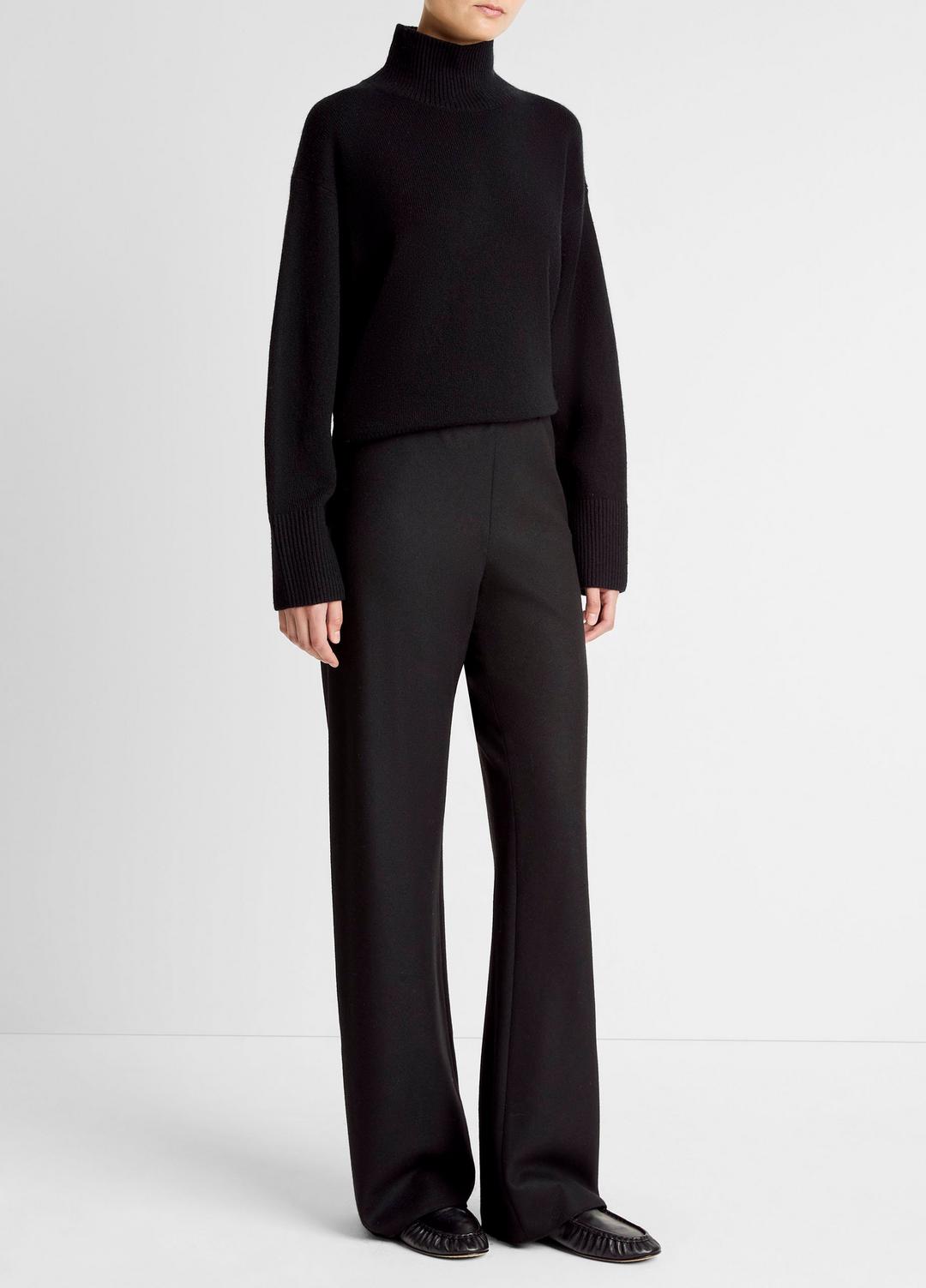 VINCE | Italian Wool-Blend High-Waist Bias Pant in Trousers - BLACK