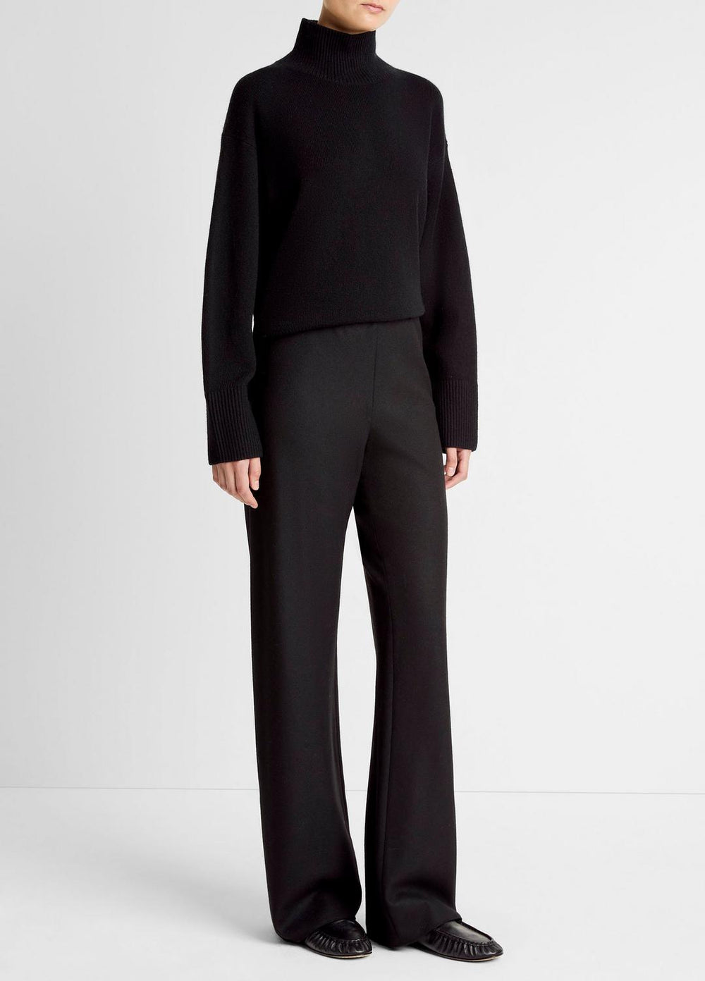 VINCE | Italian Wool-Blend High-Waist Bias Pant in Trousers - BLACK