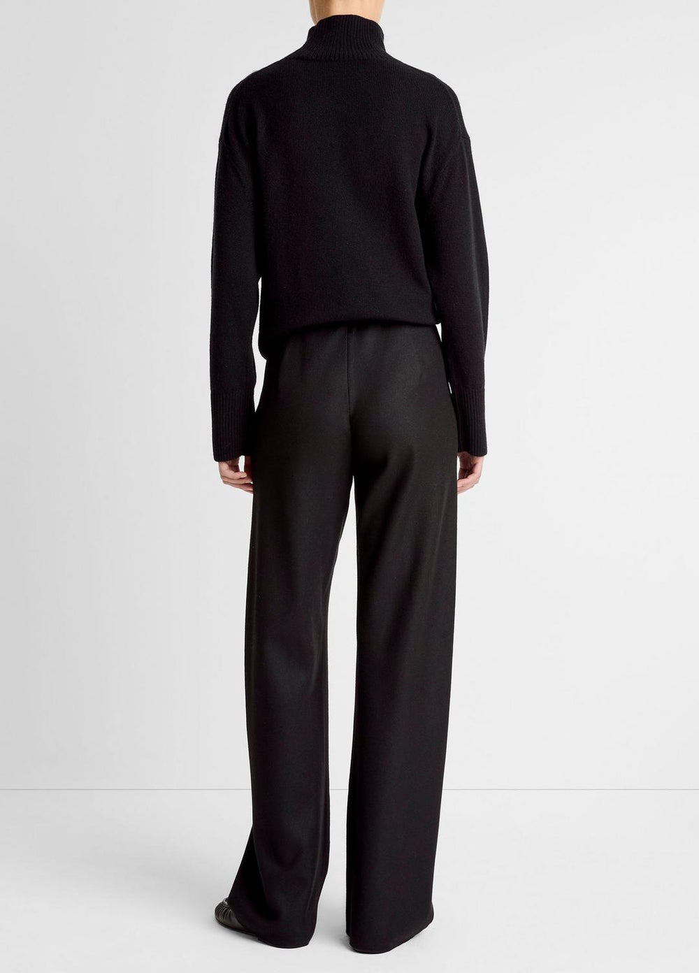 VINCE | Italian Wool-Blend High-Waist Bias Pant in Trousers - BLACK