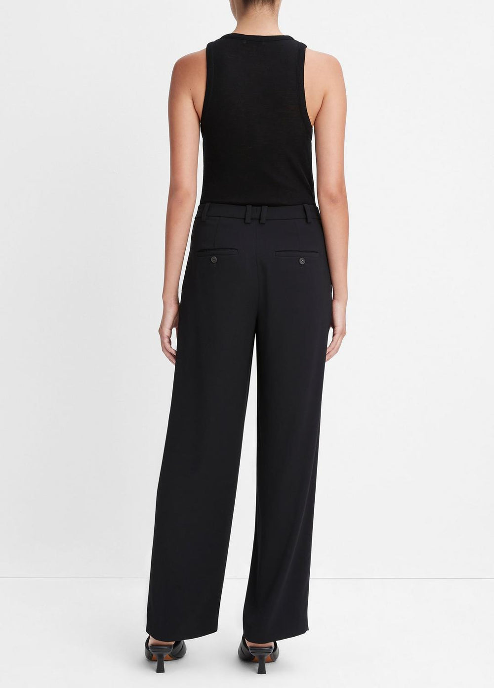 VINCE | Drop-Waist Pleated Crepe Trouser in Trousers - BLACK