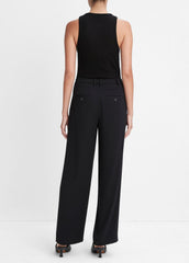 VINCE | Drop-Waist Pleated Crepe Trouser in Trousers - BLACK