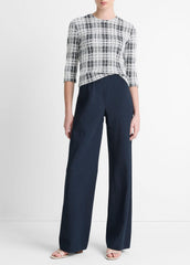 VINCE | Cotton-Blend High-Waist Bias Pant in Wide Leg - COASTAL BLUE