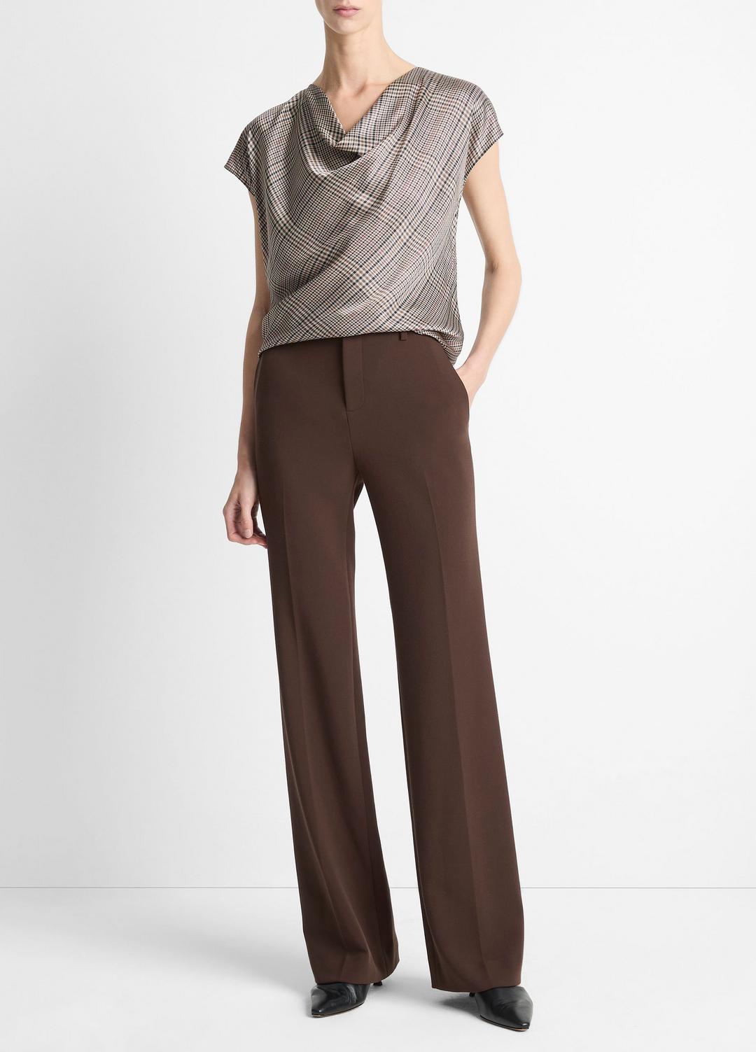 VINCE | Mid-Rise Tailored Flare Pant in Trousers - DEEP ESPRESSO