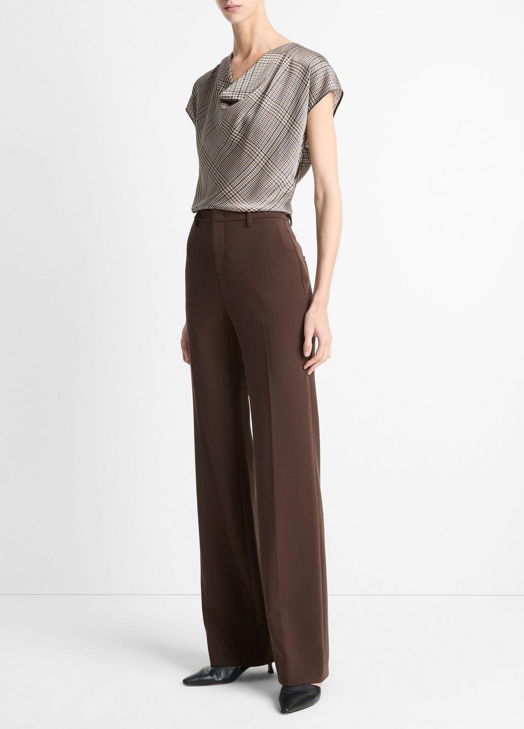 VINCE | Mid-Rise Tailored Flare Pant in Trousers - DEEP ESPRESSO