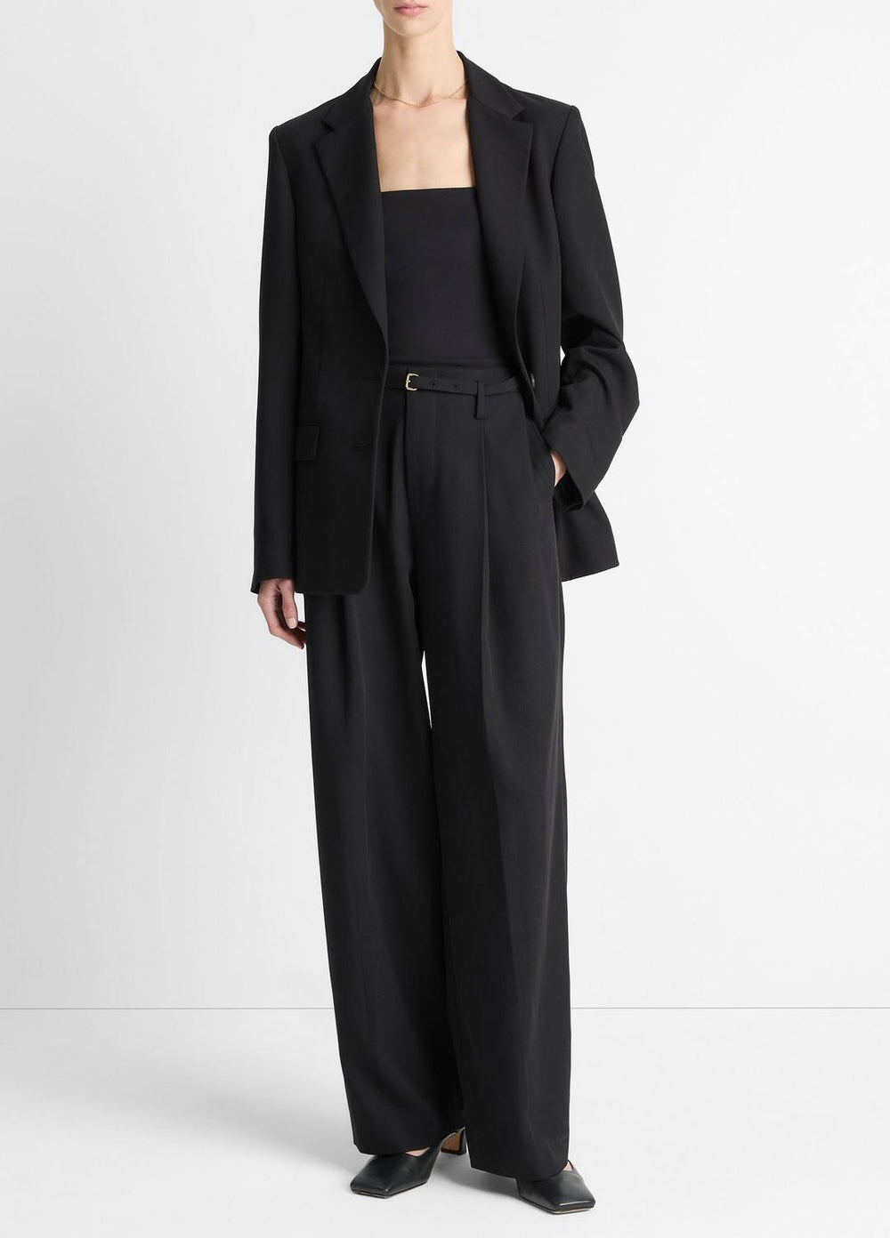 VINCE | High-Waist Pleated Trouser in Trousers - BLACK