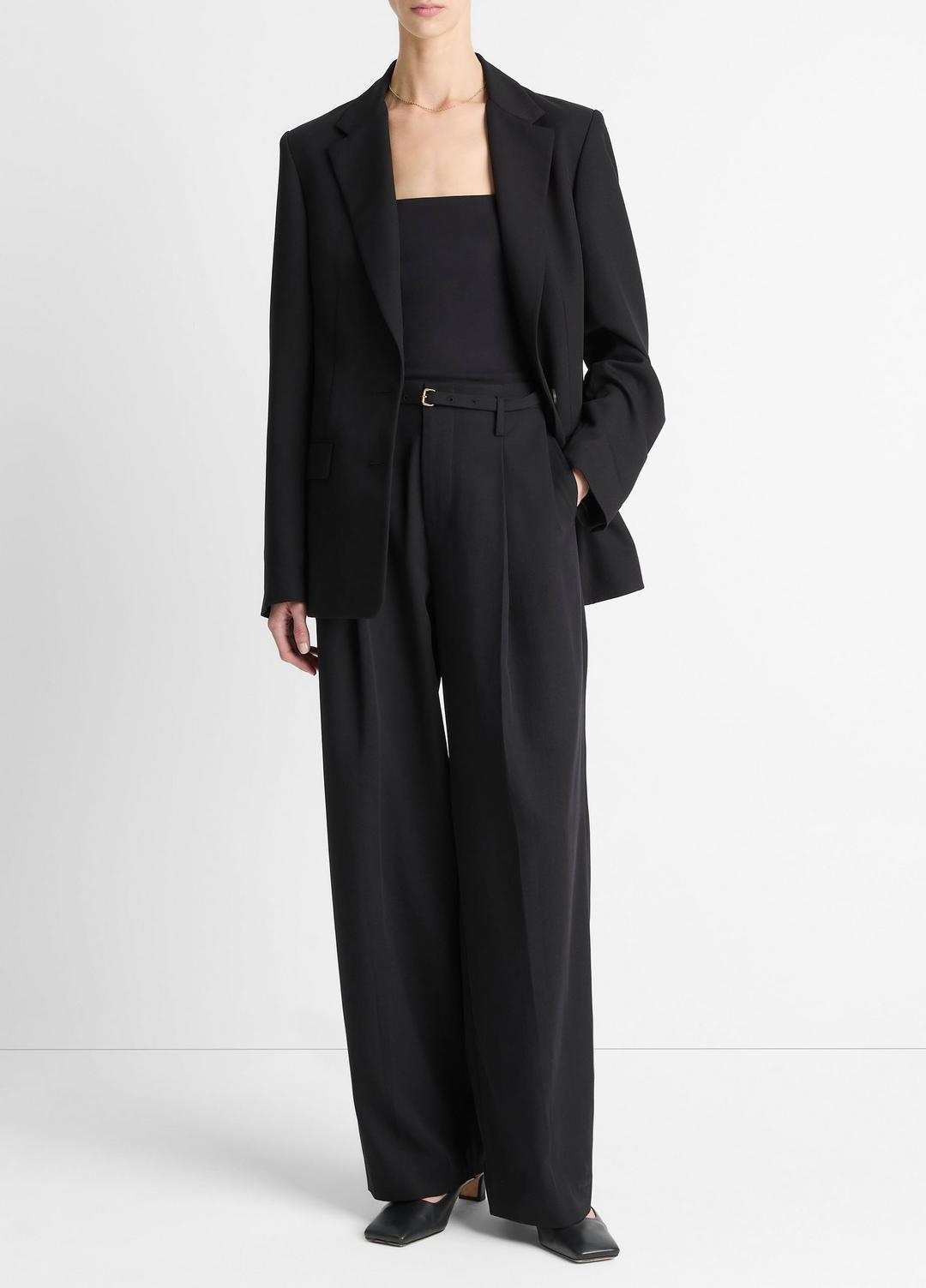VINCE | High-Waist Pleated Trouser in Trousers - BLACK